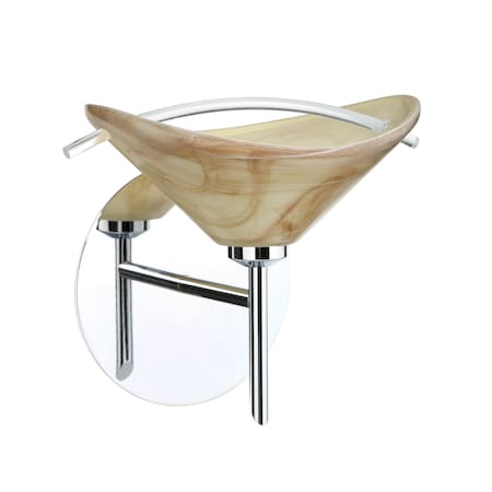 Besa Lighting Hoppi Mini Sconce, Mocha/Clear, Chrome Finish, 1x40W Halogen 1SW-181305-CR
